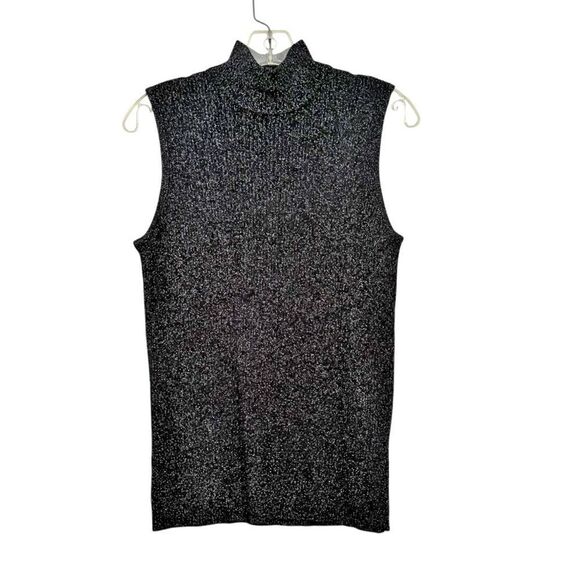 Dana Buchanan Black Metallic Sleeveless Sweater size L NWT - Picture 1 of 8